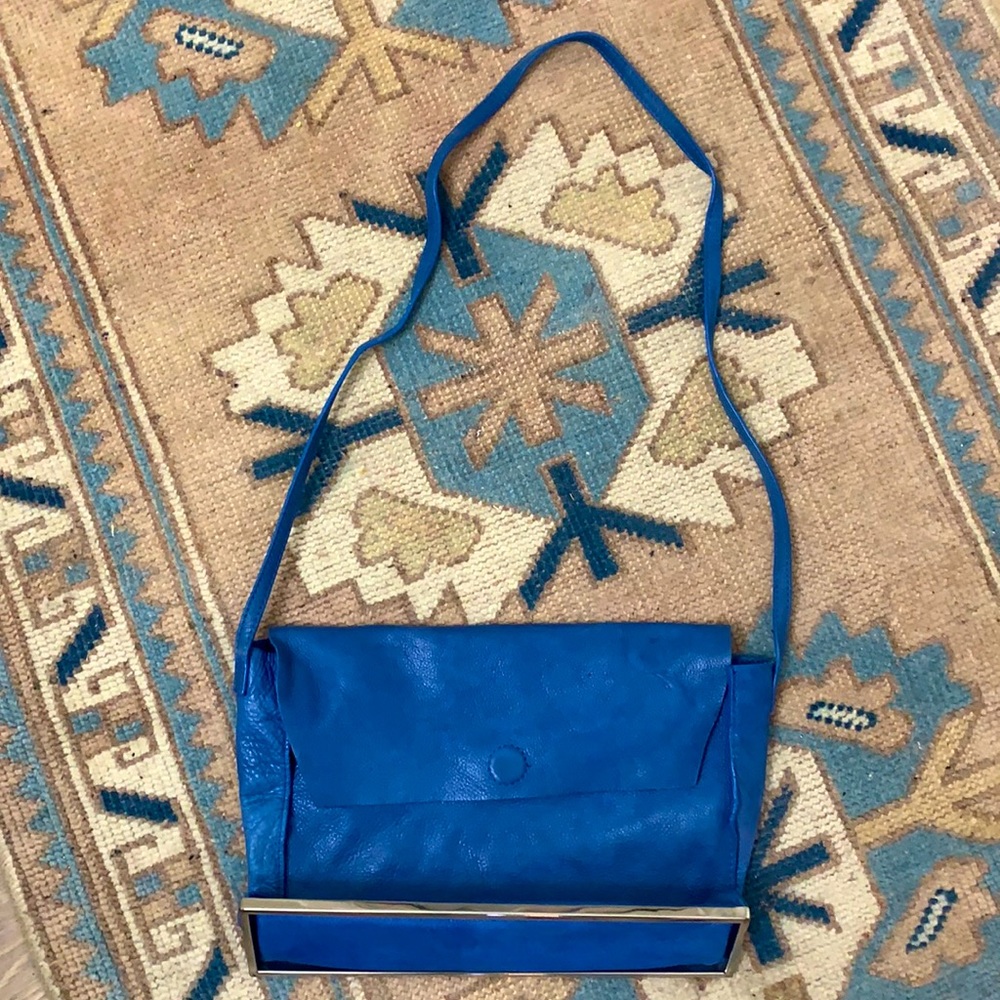 Zara cobalt blue leather bag
